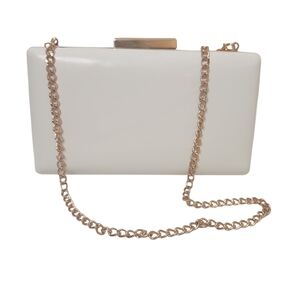 NWT Dasein Women's White/Ivory Clutch with Gold Chain